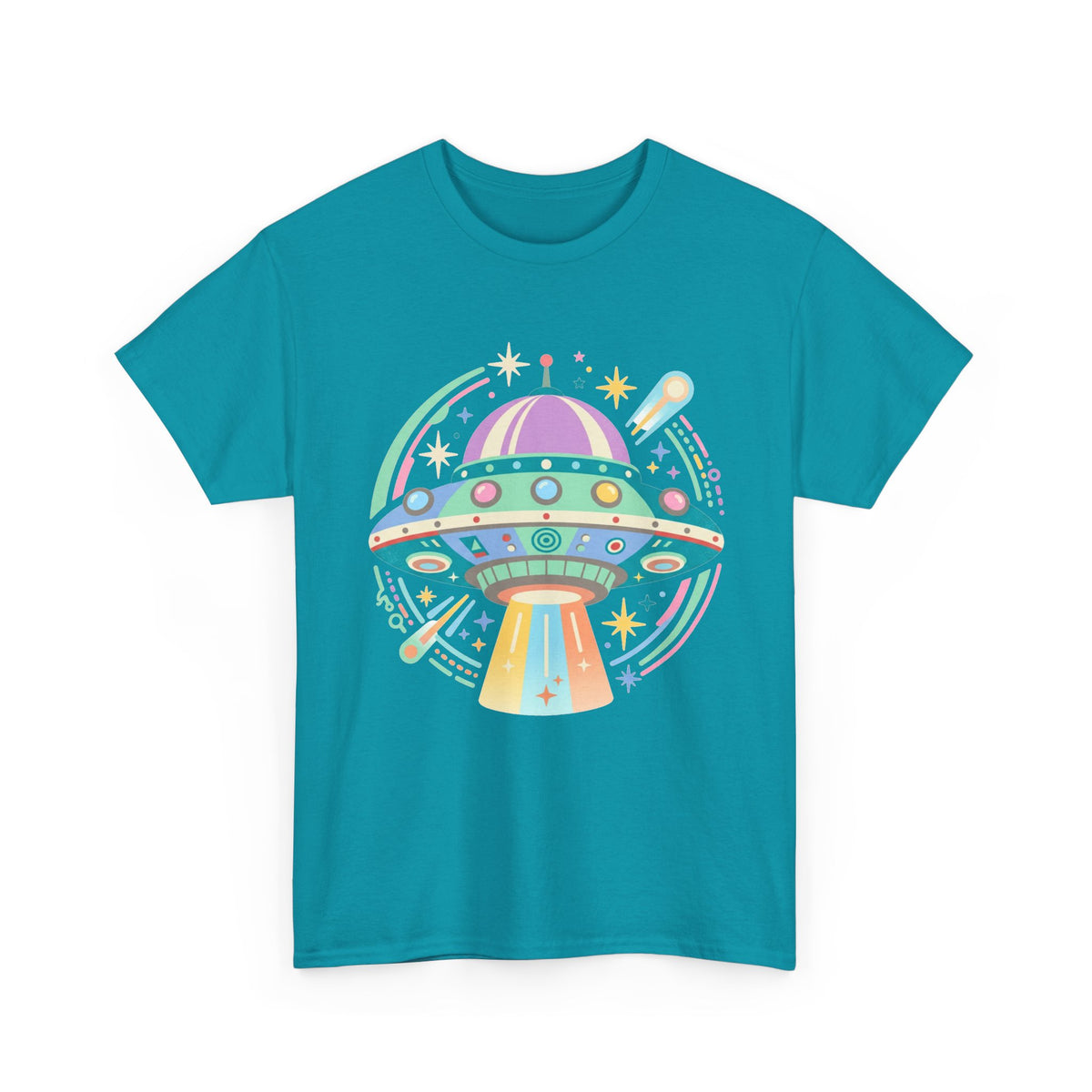 Pastel UFO spaceship T-Shirt | colorful alien saucer illustration