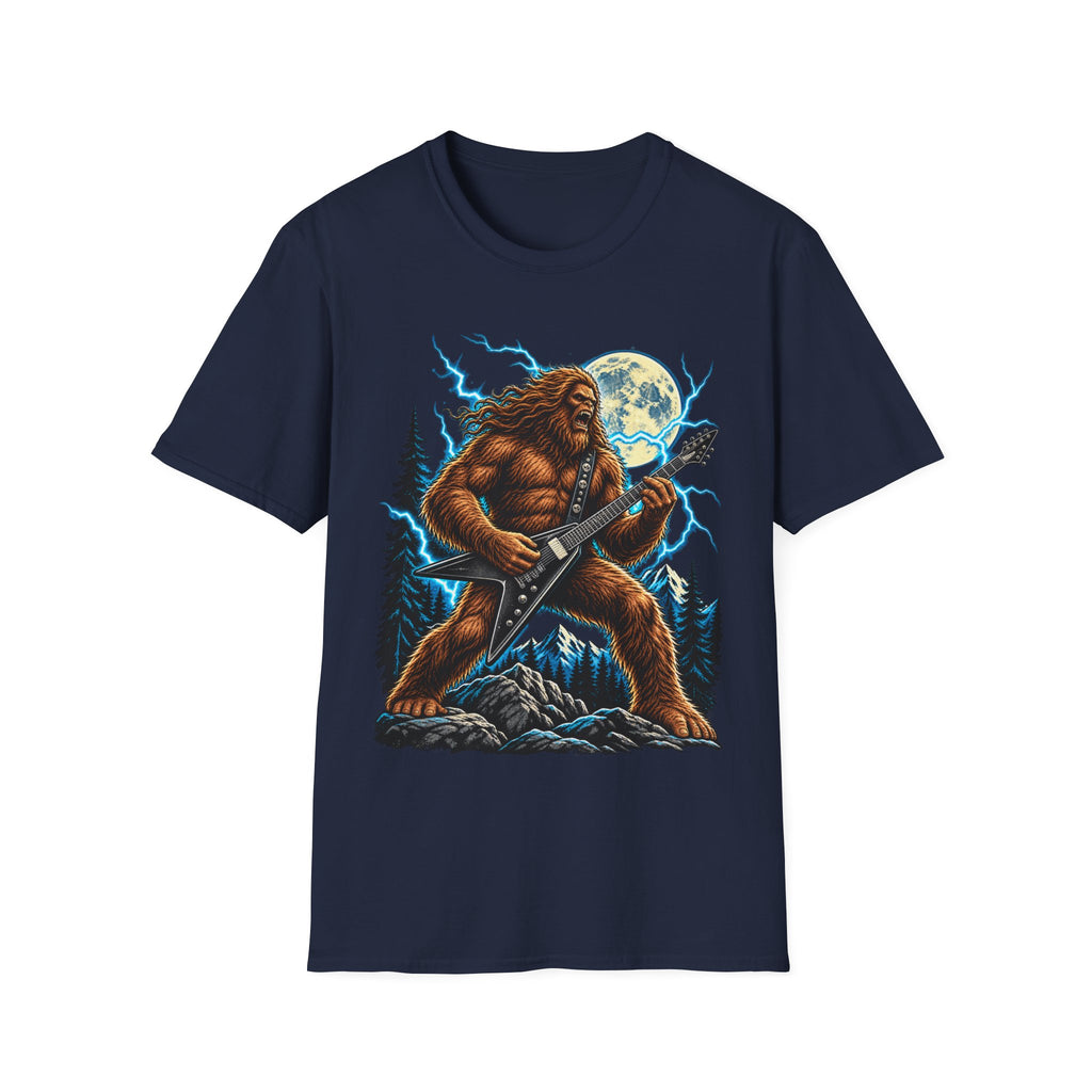 Bigfoot Playing Guitar Mountain Forest T-Shirt