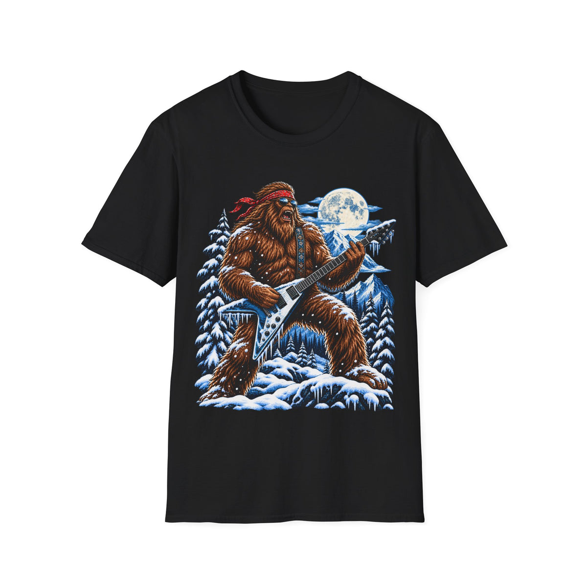 Bigfoot Electric Guitar Forest Moon T-Shirt