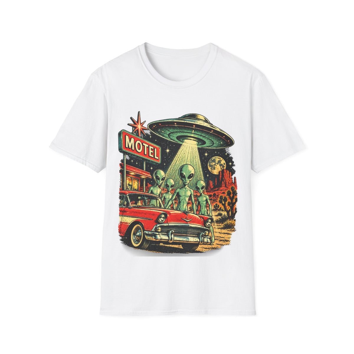 Retro Alien UFO Motel Graphic T-Shirt