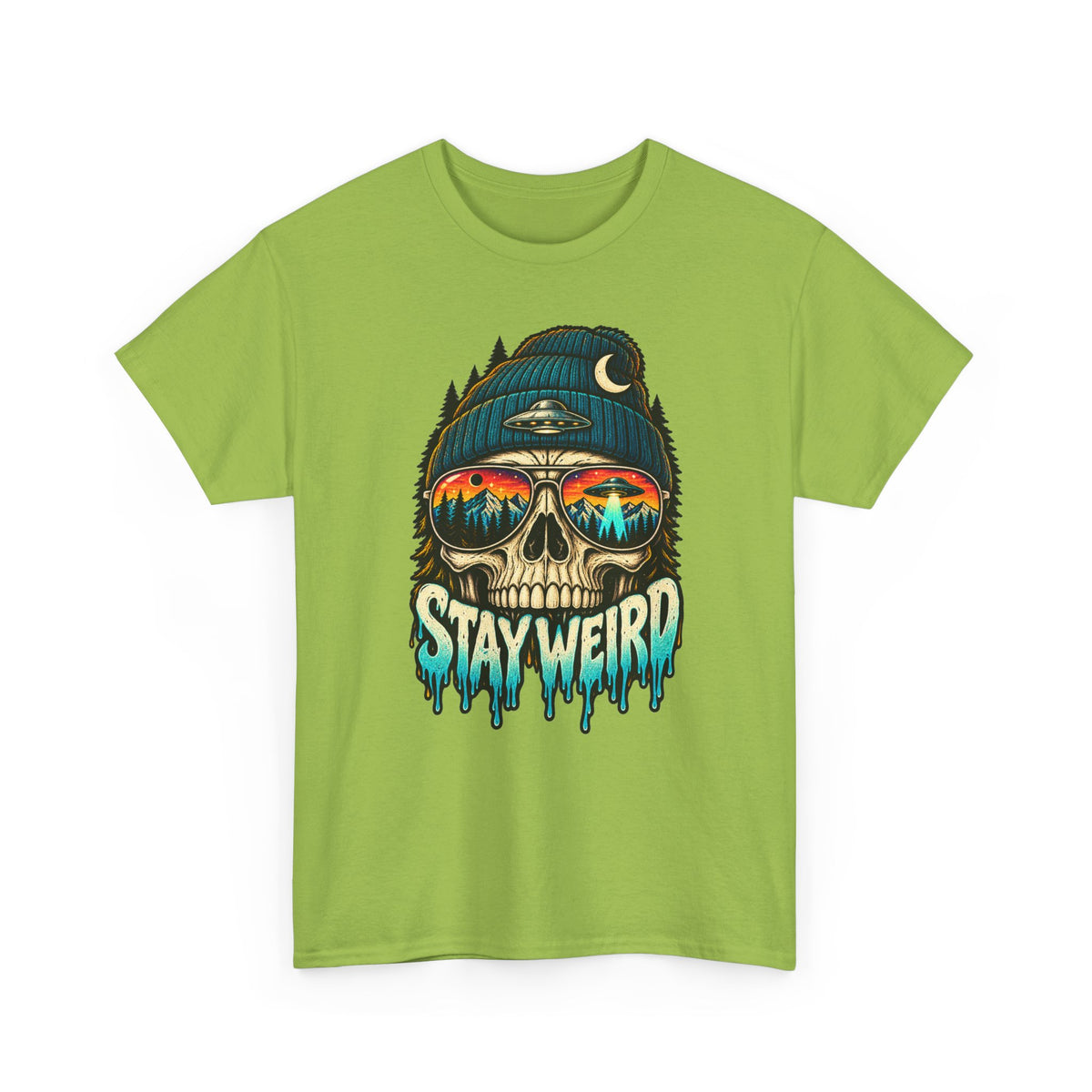 Stay Weird Skull Tee — Retro Sunset Skull Graphic T-Shirt