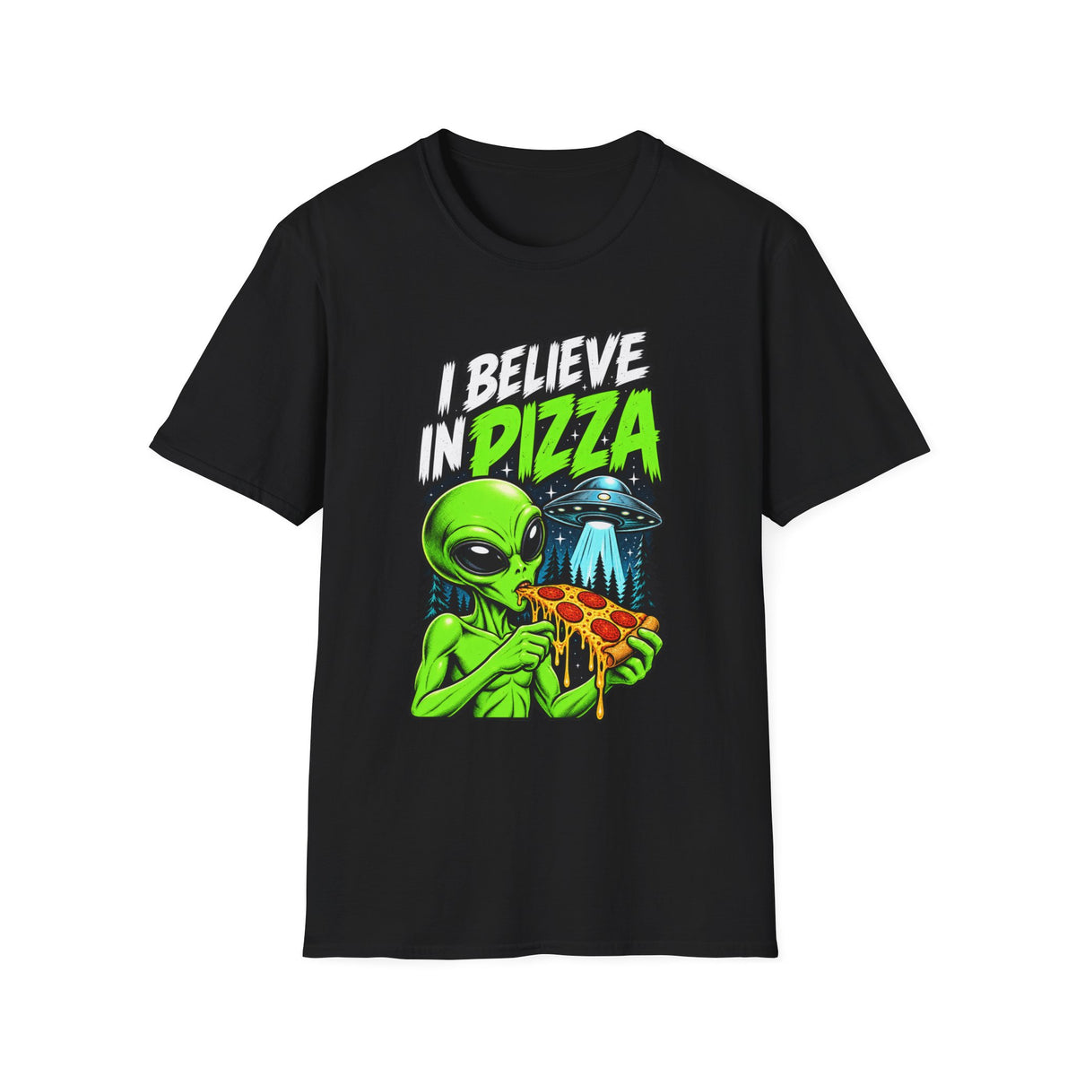 I Believe in Pizza Alien T-Shirt