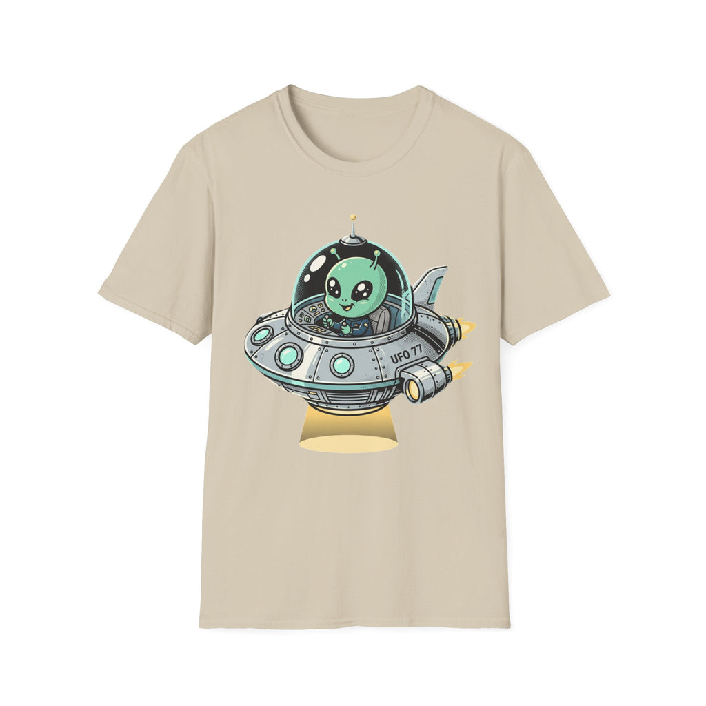 Alien UFO T-Shirt — Cute Green Alien in Spaceship Graphic Tee