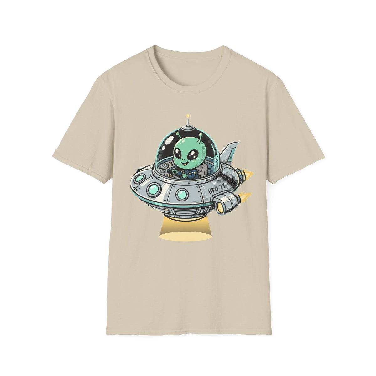 Alien UFO T-Shirt — Cute Green Alien in Spaceship Graphic Tee