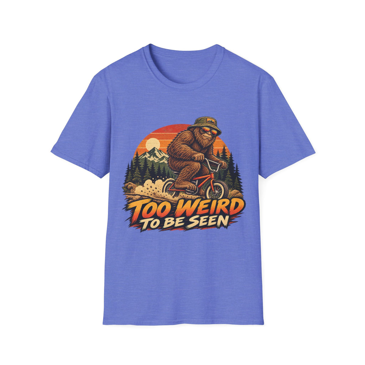 Too Weird to Be Seen Bigfoot Mountain Biking T-Shirt