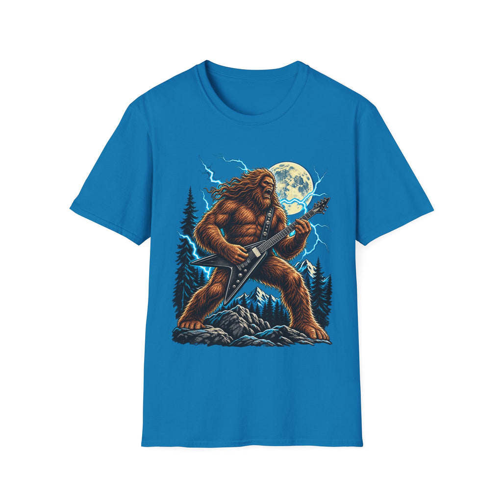 Bigfoot Playing Guitar Mountain Forest T-Shirt