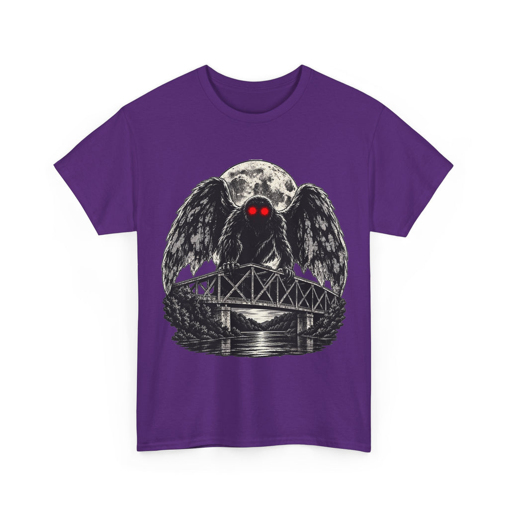 Mothman Bridge Graphic Tee — Red-Eyed Cryptid Illustration T-Shirt