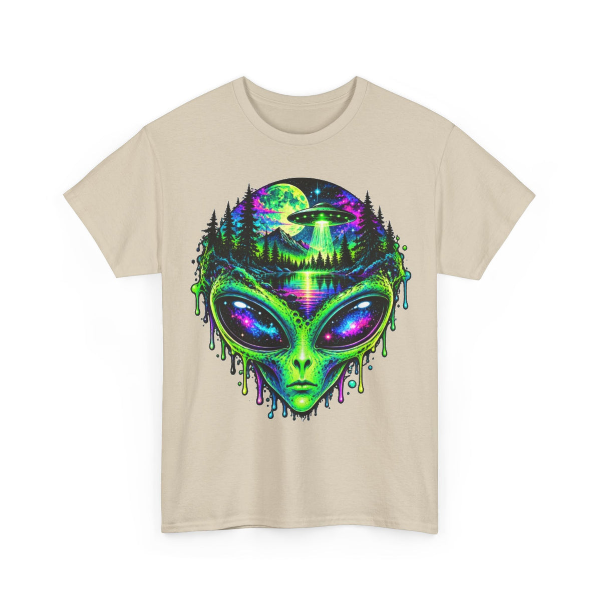 Alien UFO Forest Psychedelic Graphic Tee
