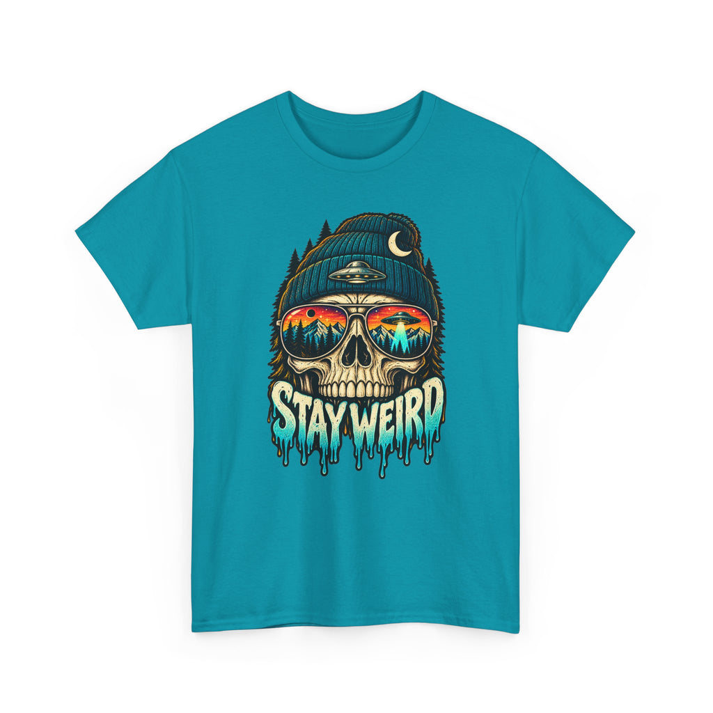 Stay Weird Skull Tee — Retro Sunset Skull Graphic T-Shirt