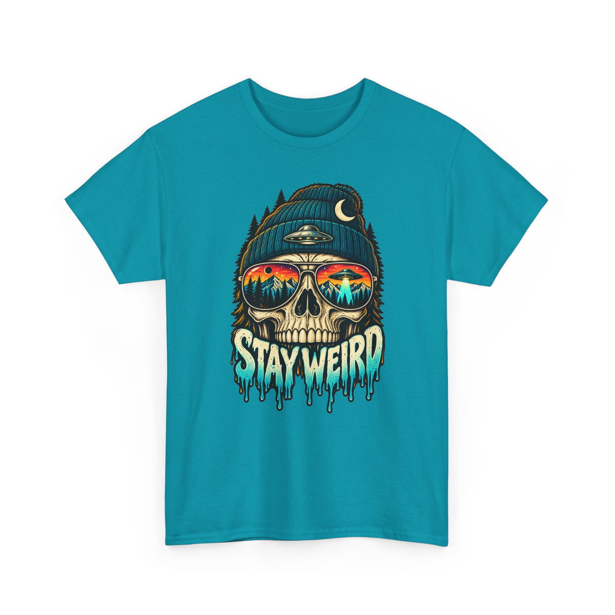 Stay Weird Skull Tee — Retro Sunset Skull Graphic T-Shirt