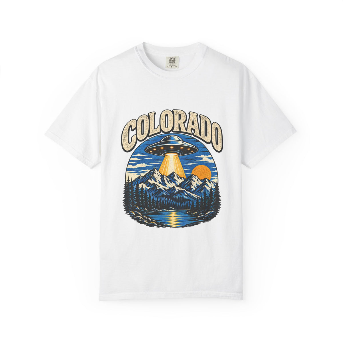 Colorado UFO Mountain T-Shirt — Retro Alien Abduction Scenic Tee