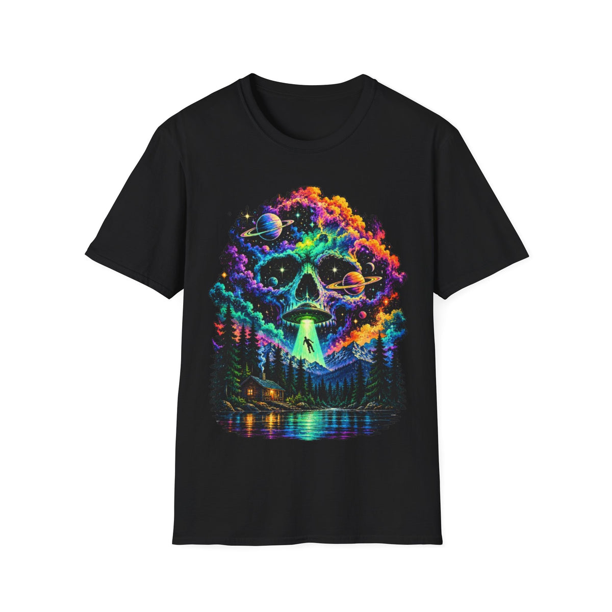 Trippy Psychedelic Alien UFO Forest T-Shirt