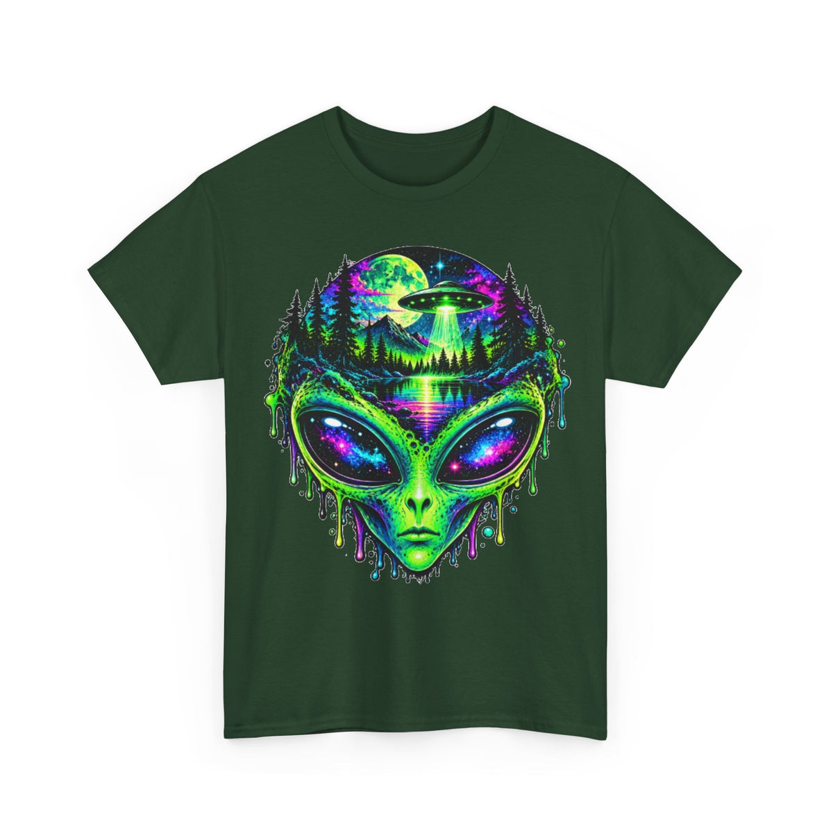 Alien UFO Forest Psychedelic Graphic Tee