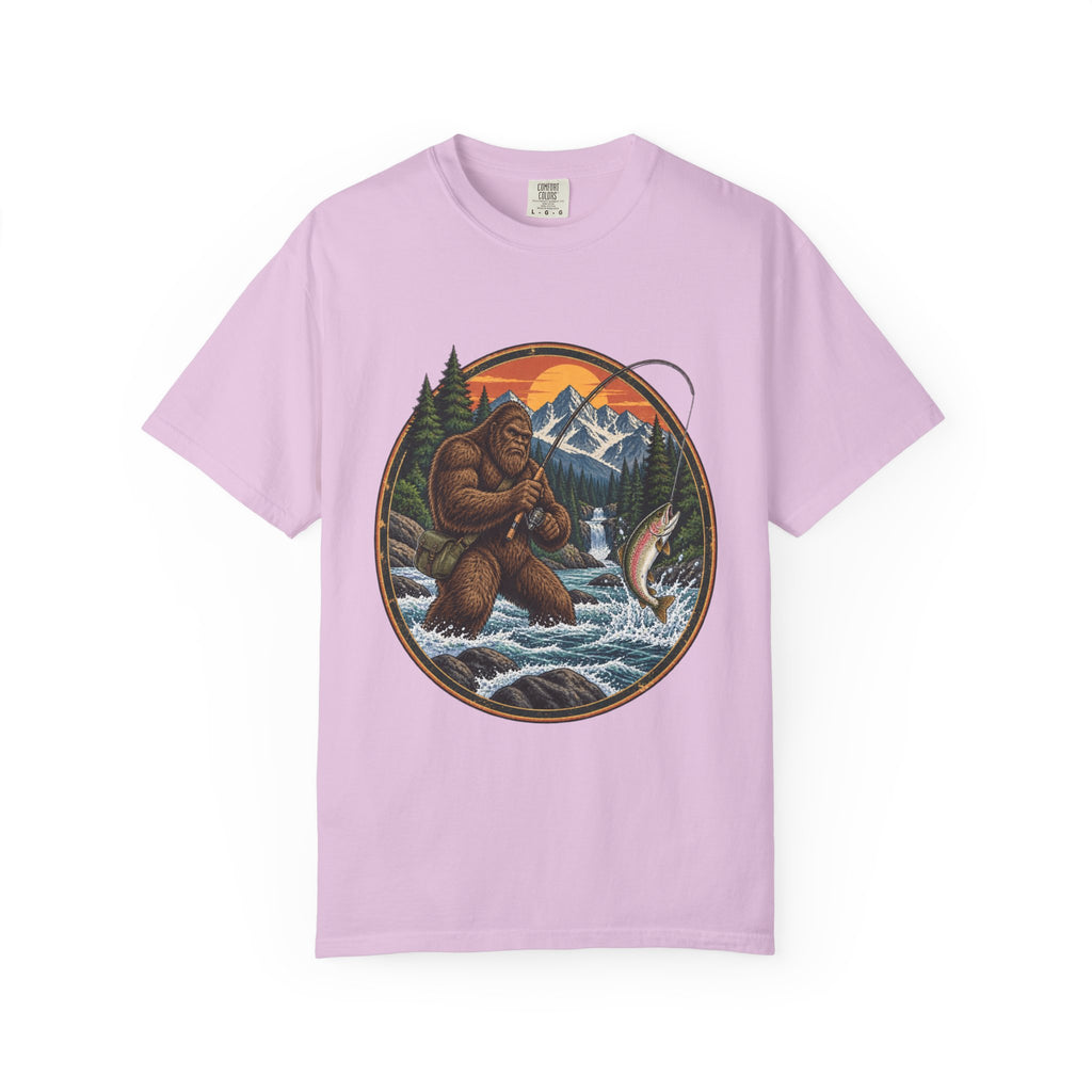 Bigfoot Fishing Graphic T-Shirt