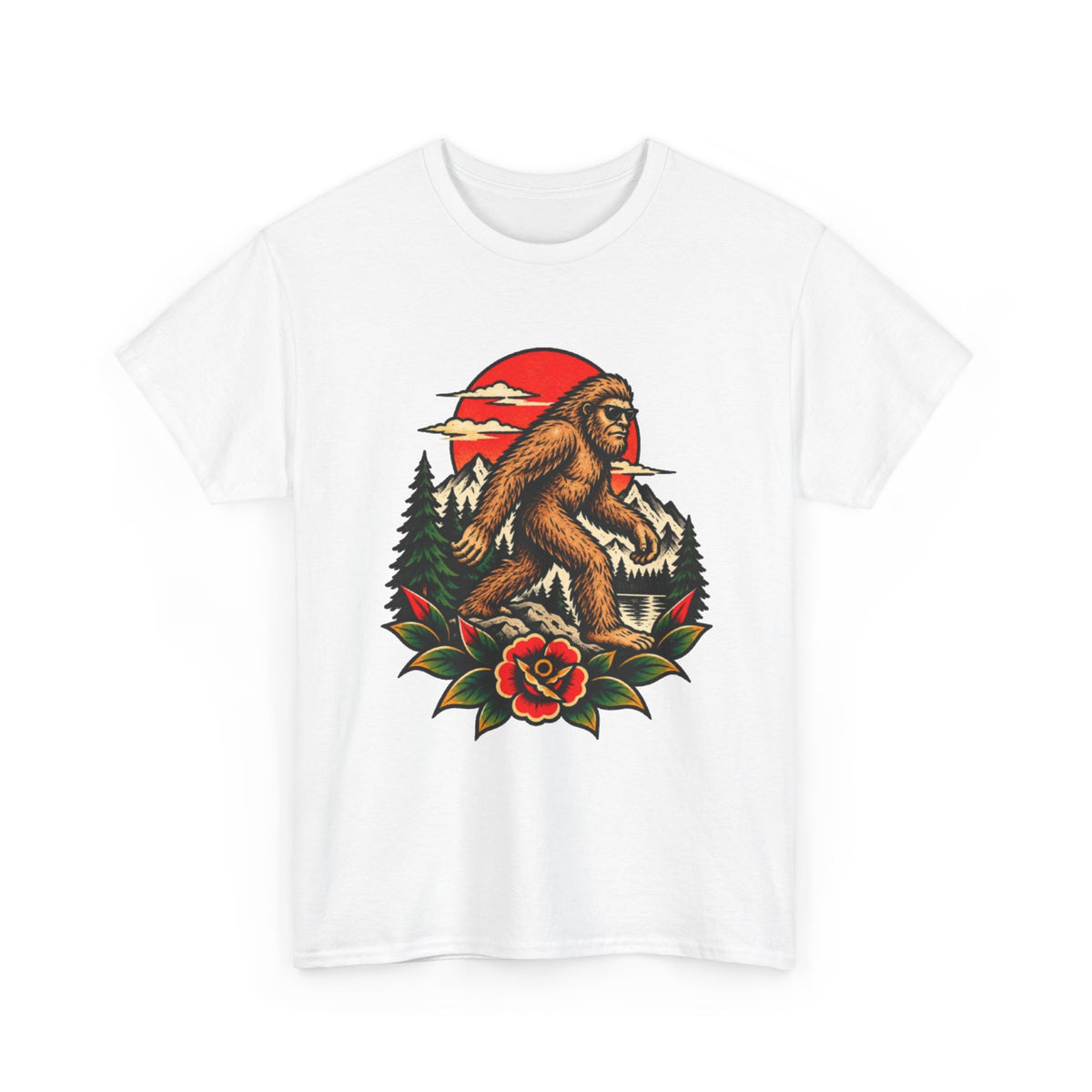 Bigfoot Forest Sunset T-Shirt — Sasquatch Vintage Graphic Tee