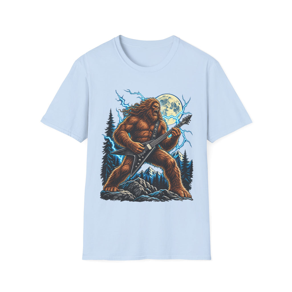 Bigfoot Playing Guitar Mountain Forest T-Shirt