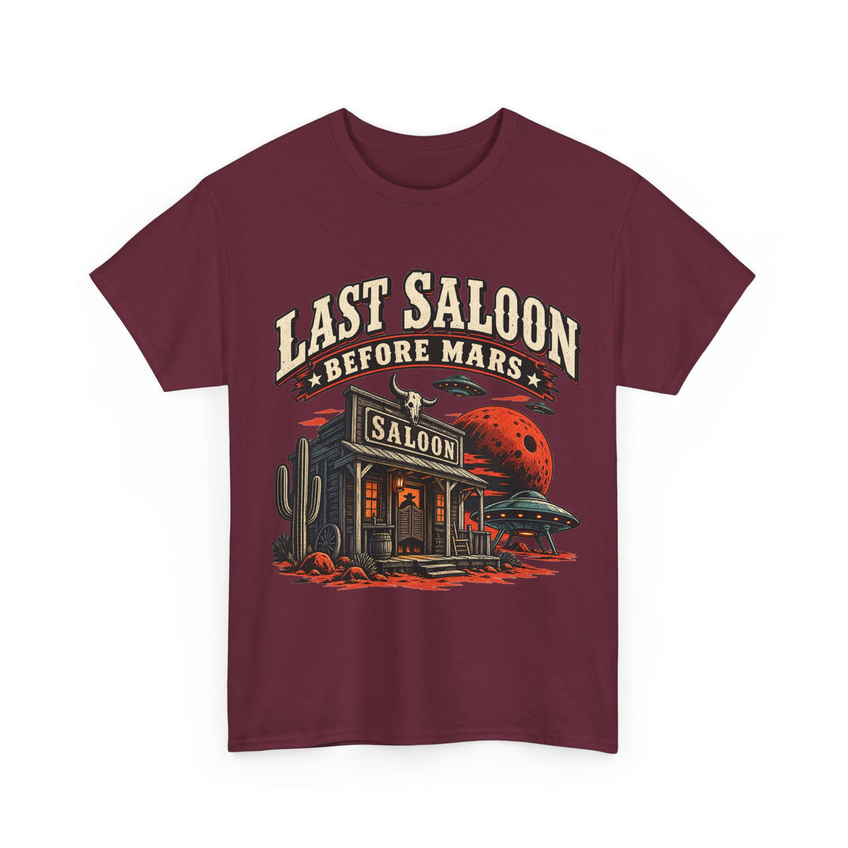 Last Saloon Before Mars T-Shirt | Western Saloon, Space Cowboy Graphic