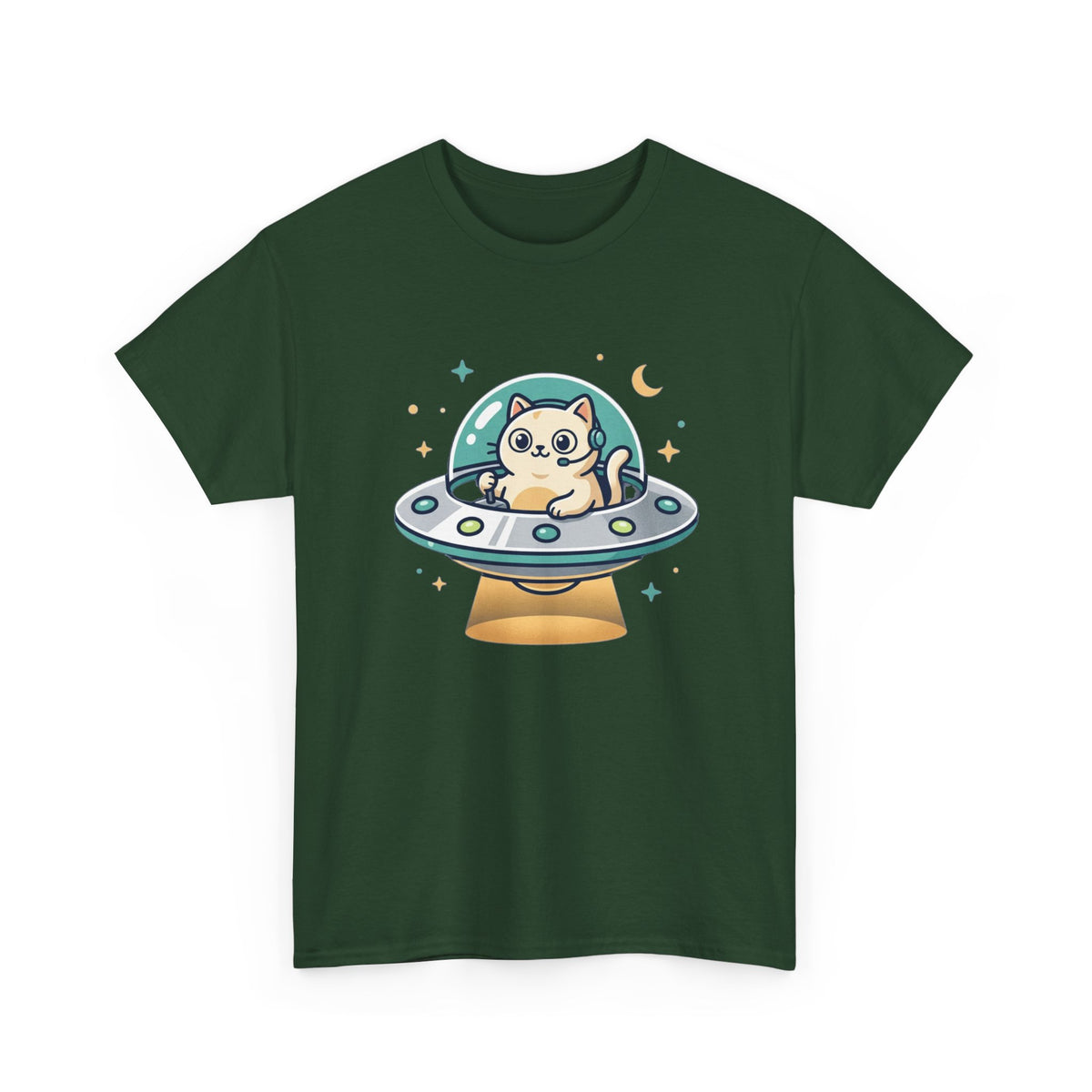 Whimsical Cute Cat UFO Tee