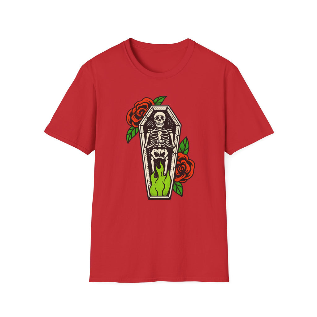 Gothic Skeleton Coffin Rose T-Shirt
