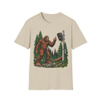 Bigfoot Flipping off flock camera tee