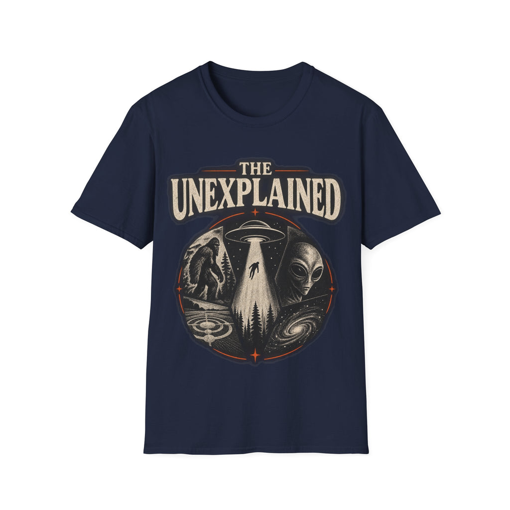 T-Shirt — "The Unexplained" UFO & Cryptid Mystery Graphic