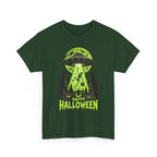 Alien UFO Abduction Halloween T-Shirt | Glow Green Pumpkin Forest