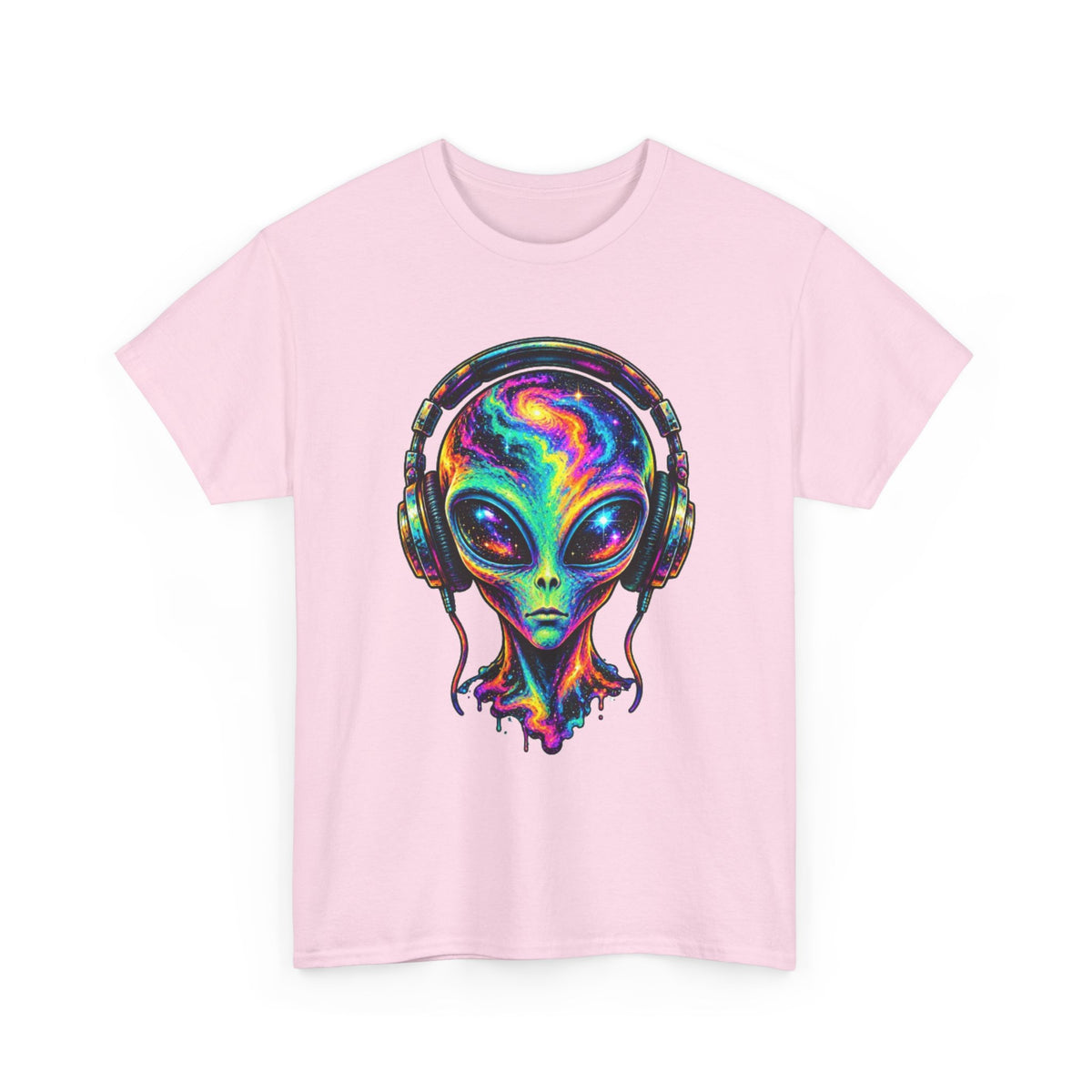 Alien Headphones T-Shirt – Colorful Cosmic UFO Graphic