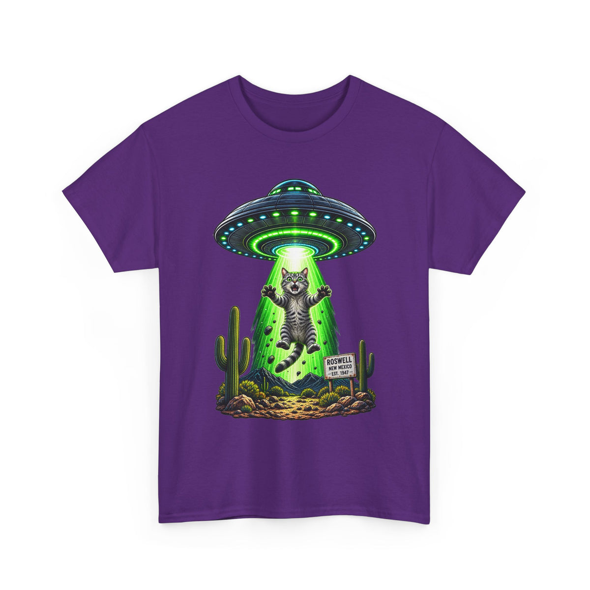 Cat Abduction UFO Tee | Alien Spaceship Graphic Shirt