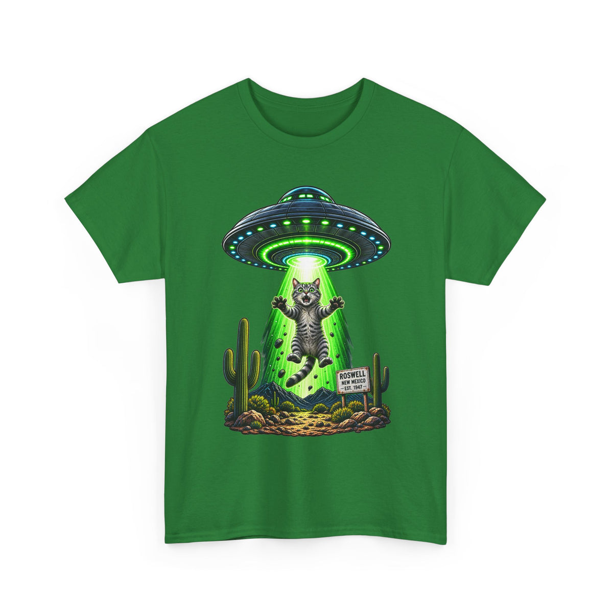 Cat Abduction UFO Tee | Alien Spaceship Graphic Shirt