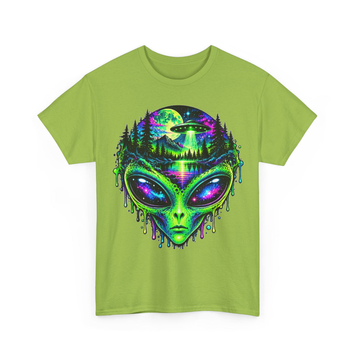 Alien UFO Forest Psychedelic Graphic Tee