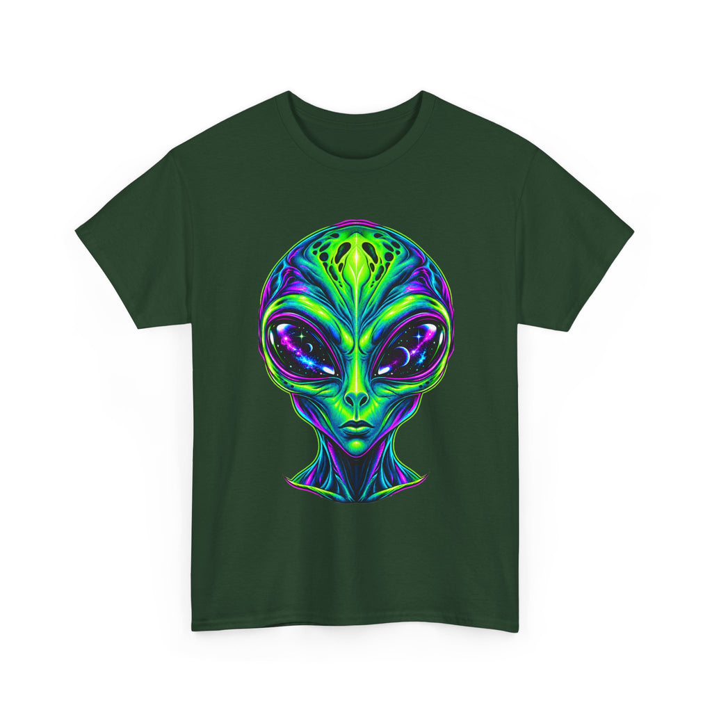 Psychedelic Alien Head T-Shirt | Neon Extraterrestrial Art