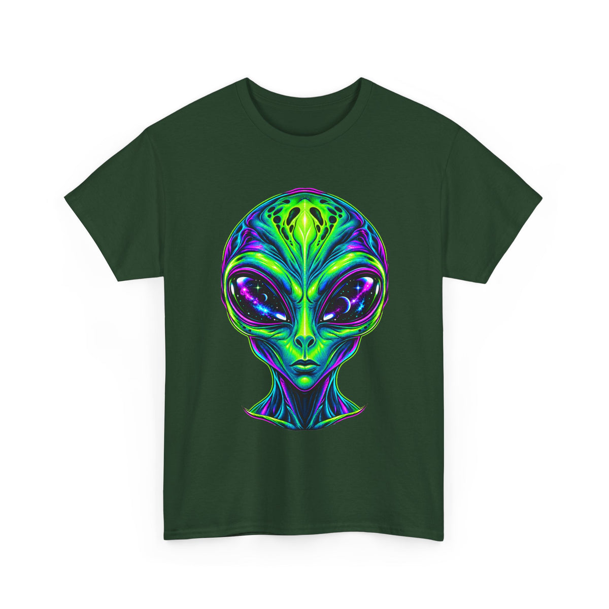 Psychedelic Alien Head T-Shirt | Neon Extraterrestrial Art