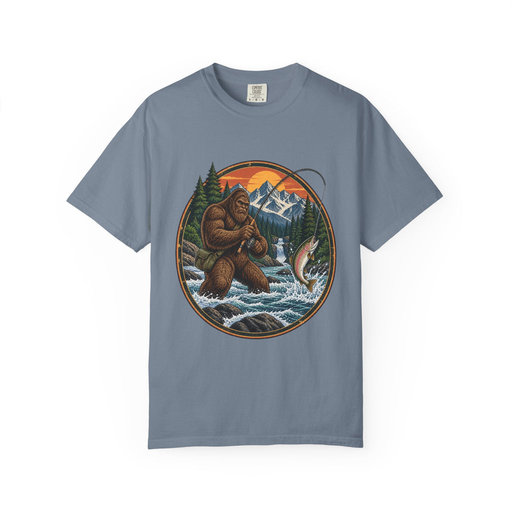 Bigfoot Fishing Graphic T-Shirt