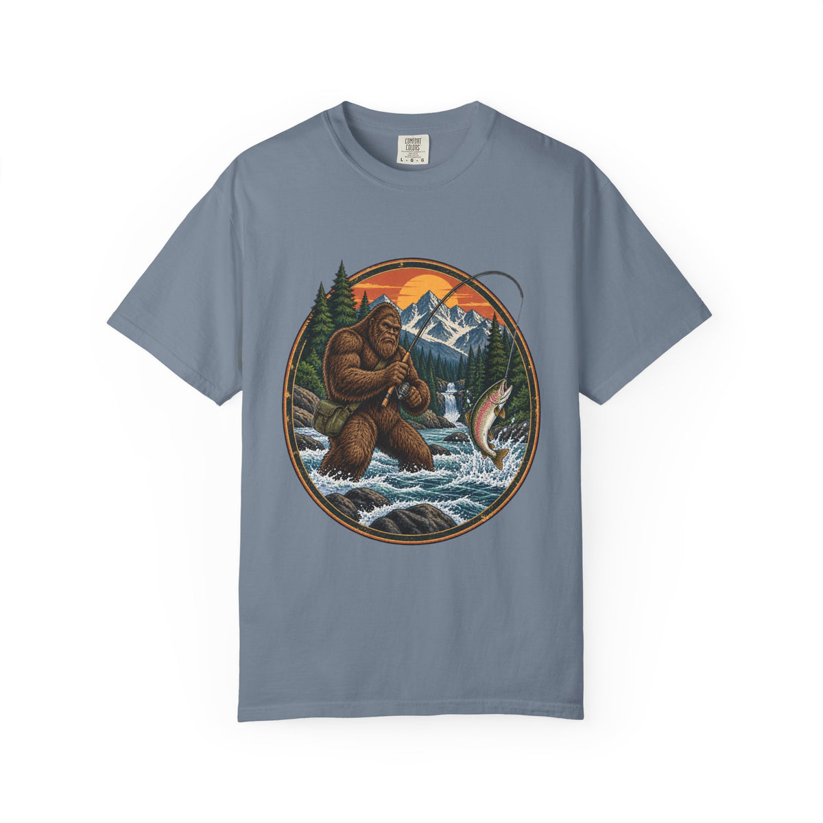 Bigfoot Fishing Graphic T-Shirt