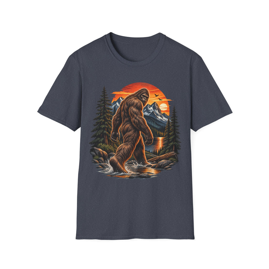 Bigfoot Mountain Sunset T-Shirt — Sasquatch Forest Adventure Tee