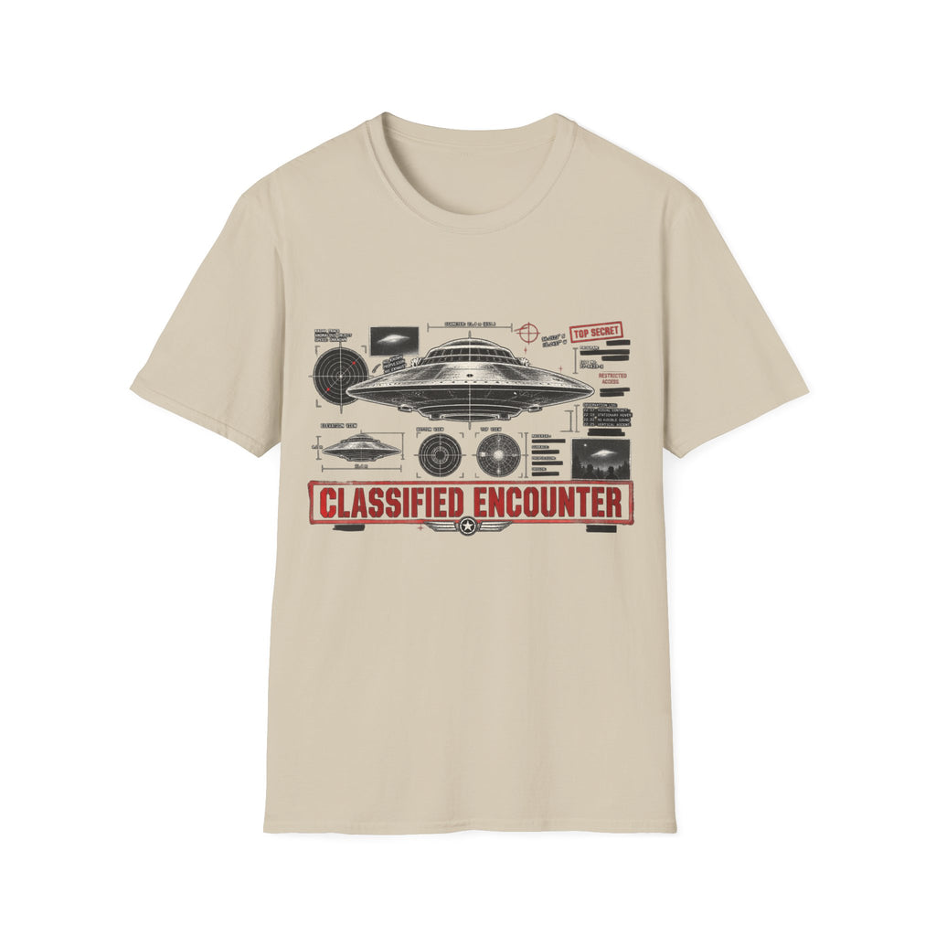 Classified Encounter UFO Alien Retro Graphic T-Shirt
