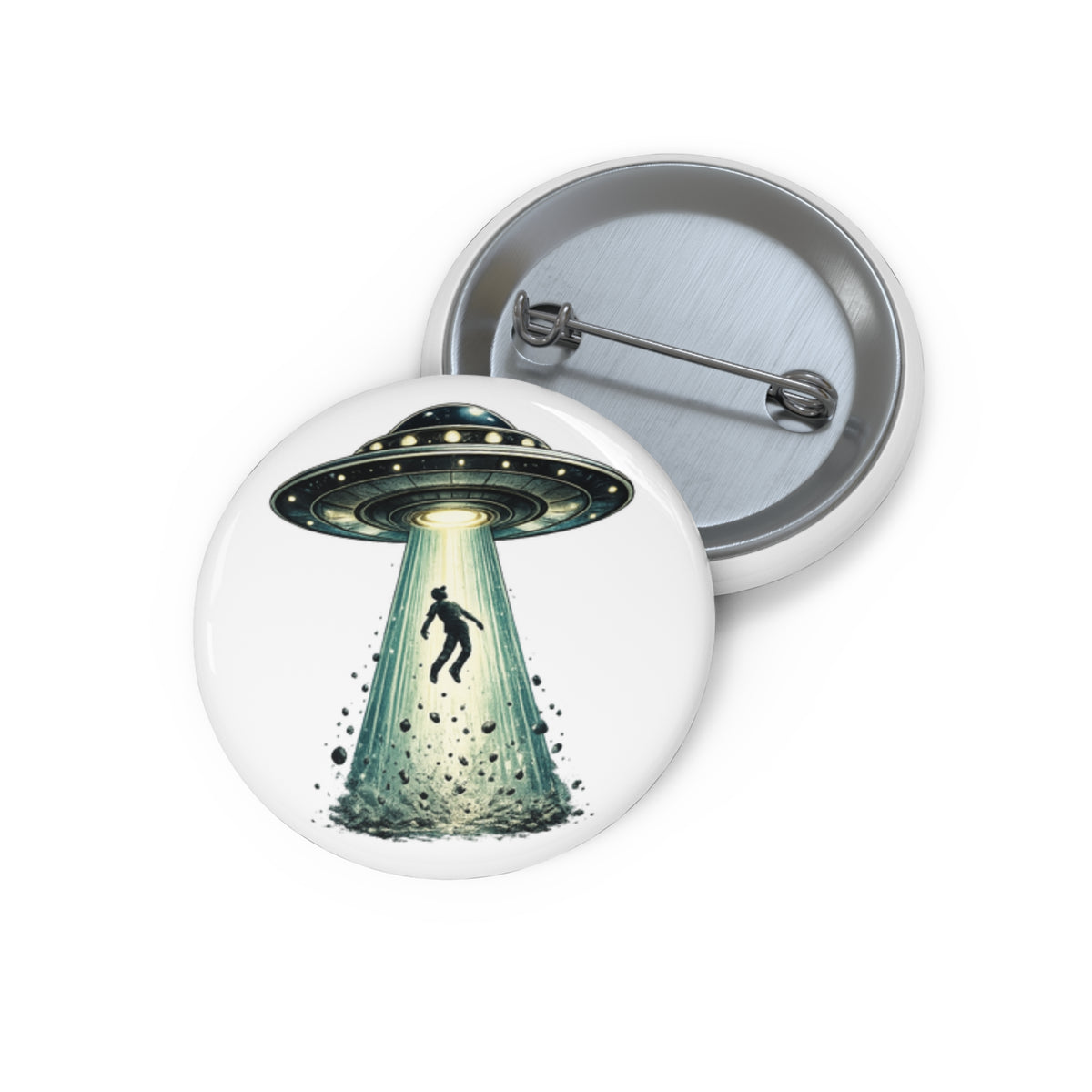 UFO Abduction Pin Button — Alien Spaceship Badge