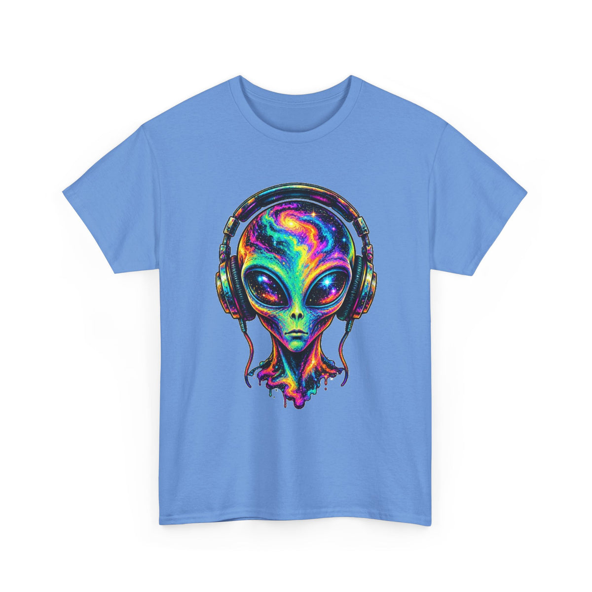 Alien Headphones T-Shirt – Colorful Cosmic UFO Graphic