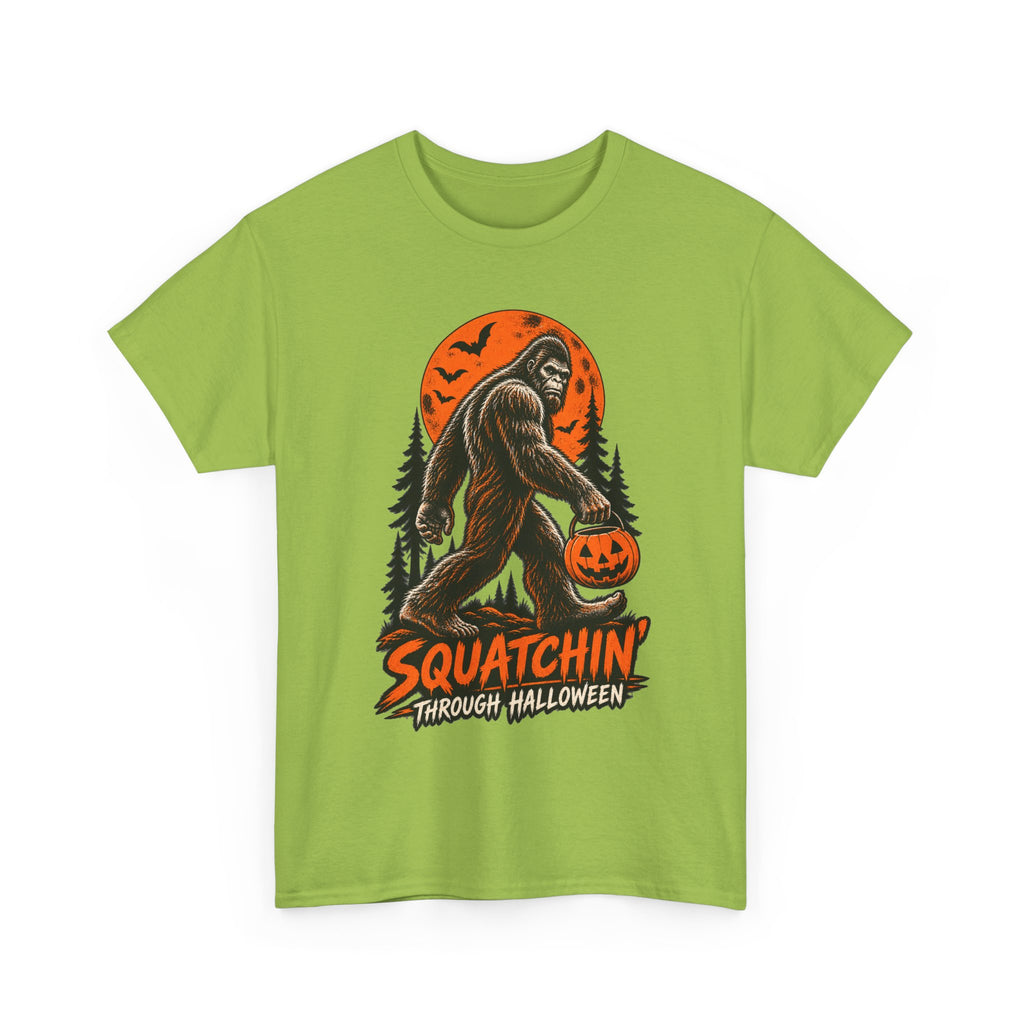 Squatchin' Through Halloween T-Shirt | Bigfoot Pumpkin Tee