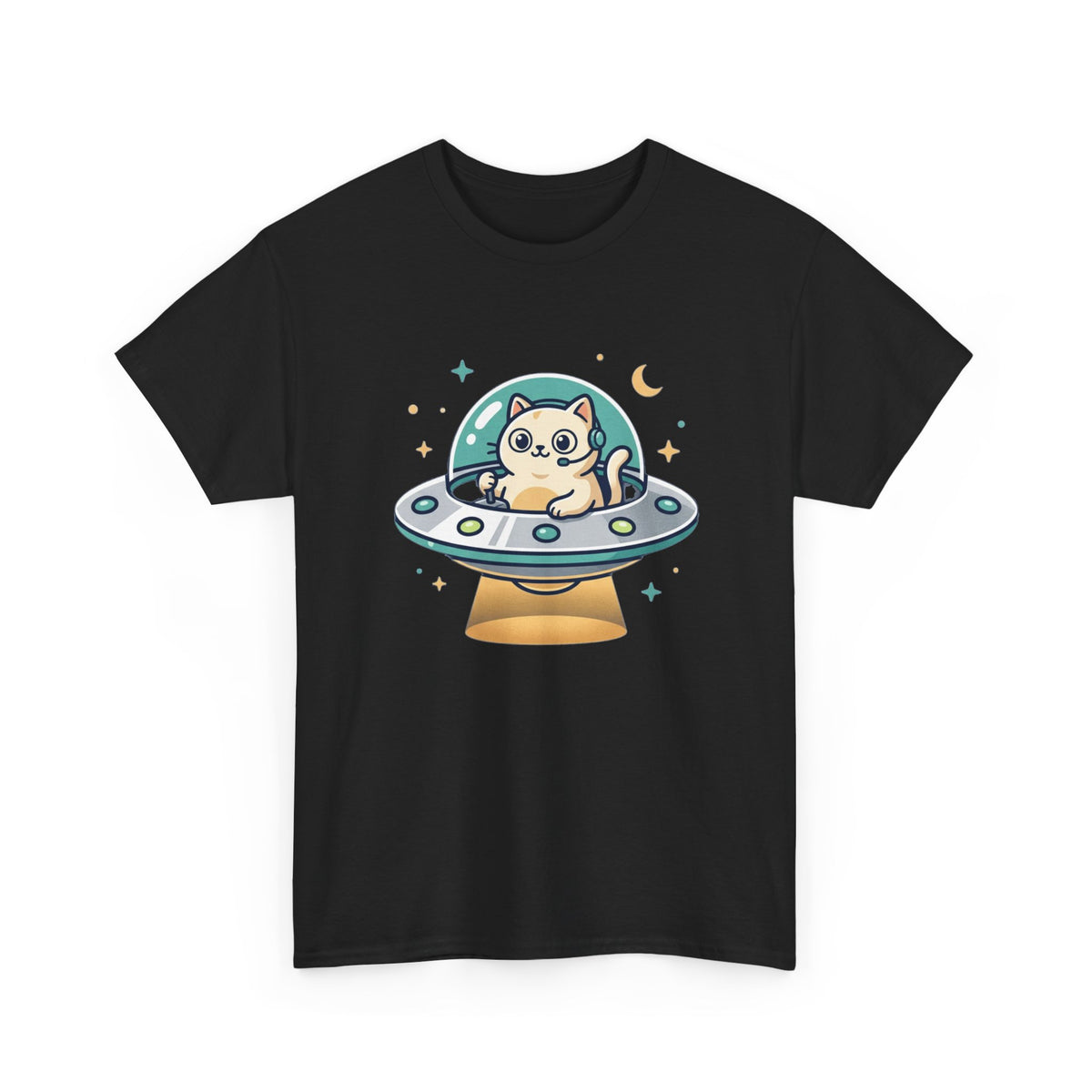 Whimsical Cute Cat UFO Tee