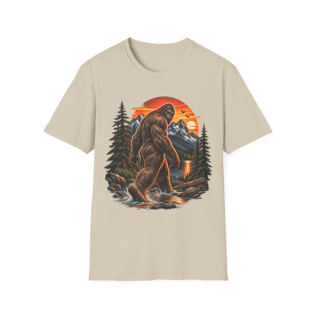 Bigfoot Mountain Sunset T-Shirt — Sasquatch Forest Adventure Tee
