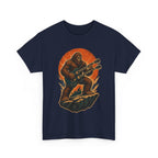 Sasquatch Playing Double-Neck Guitar T-Shirt | Retro Rock Monster Tee