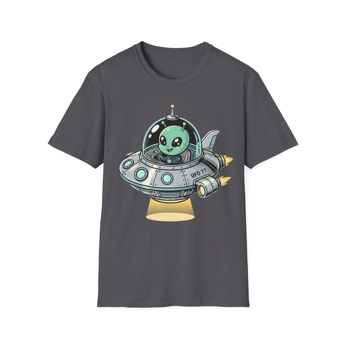 Alien UFO T-Shirt — Cute Green Alien in Spaceship Graphic Tee