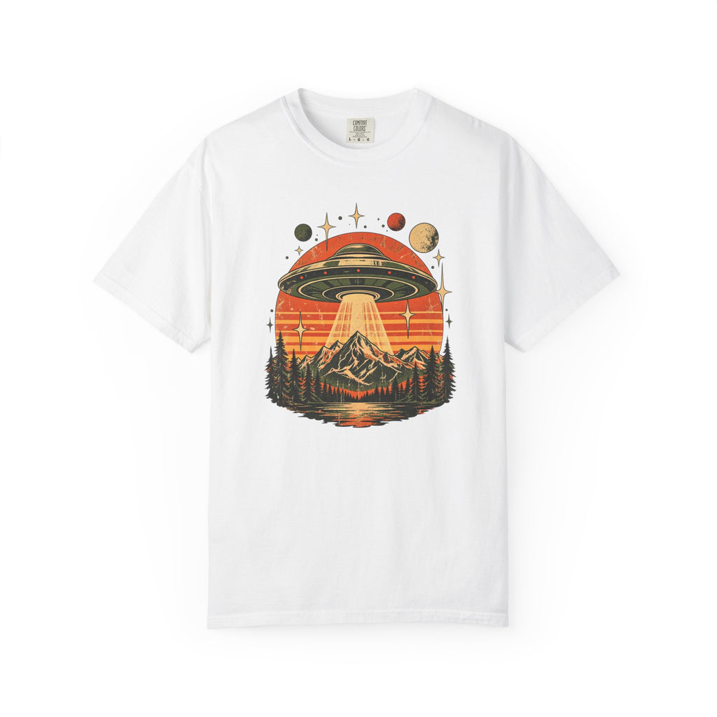UFO Mountain Sunset Graphic T-Shirt