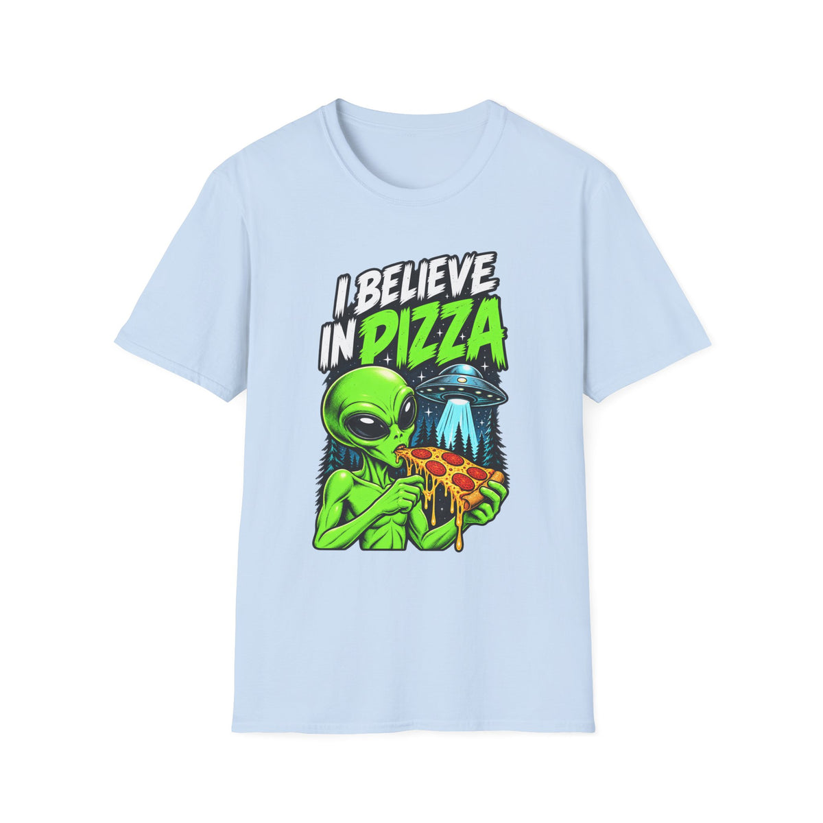 I Believe in Pizza Alien T-Shirt