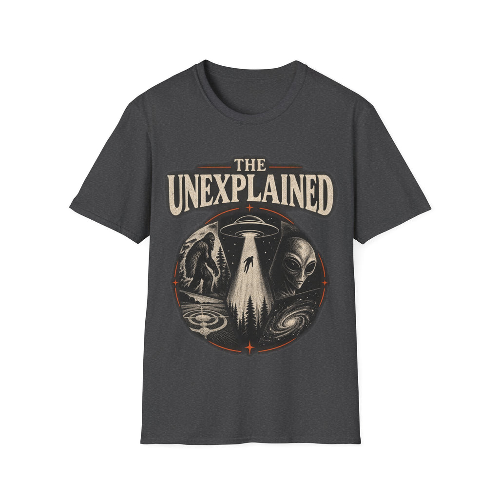 T-Shirt — "The Unexplained" UFO & Cryptid Mystery Graphic
