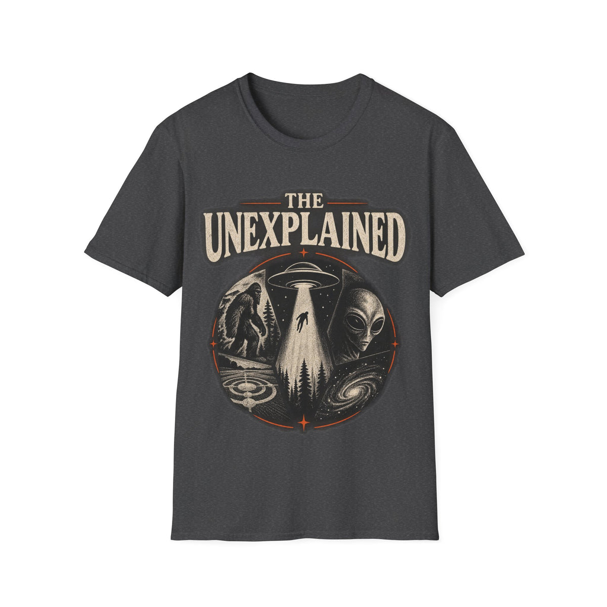 T-Shirt — "The Unexplained" UFO & Cryptid Mystery Graphic