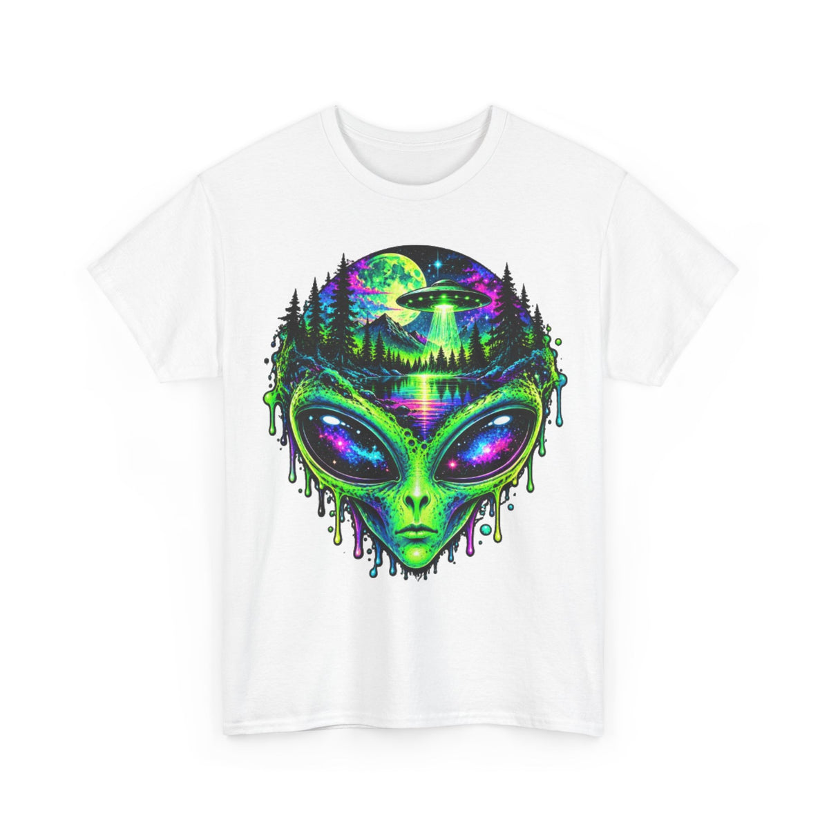 Alien UFO Forest Psychedelic Graphic Tee