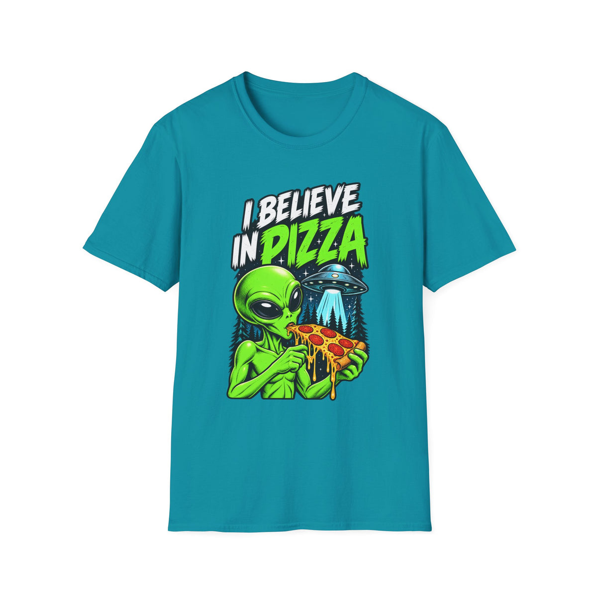 I Believe in Pizza Alien T-Shirt