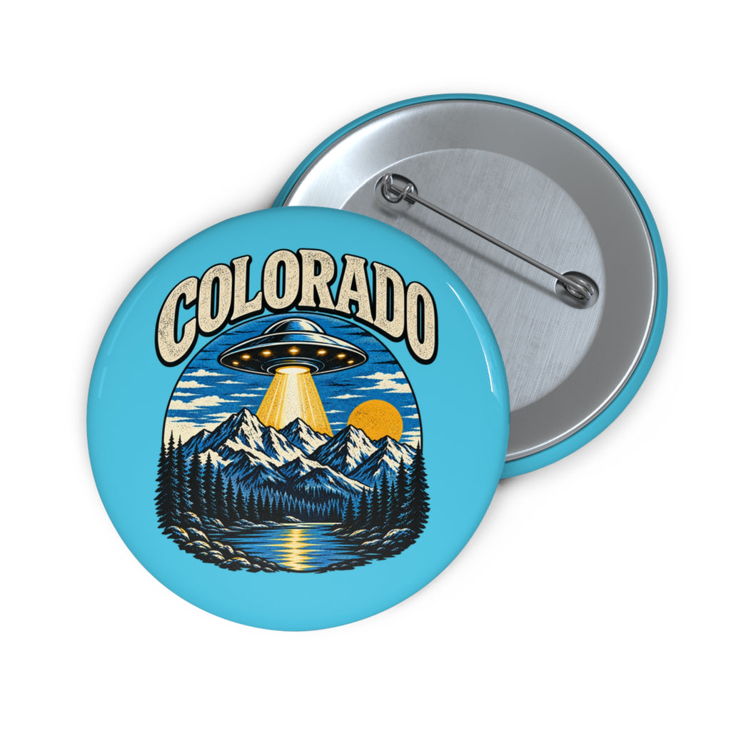 Colorado UFO Pin Button — Retro Mountain Adventure Badge